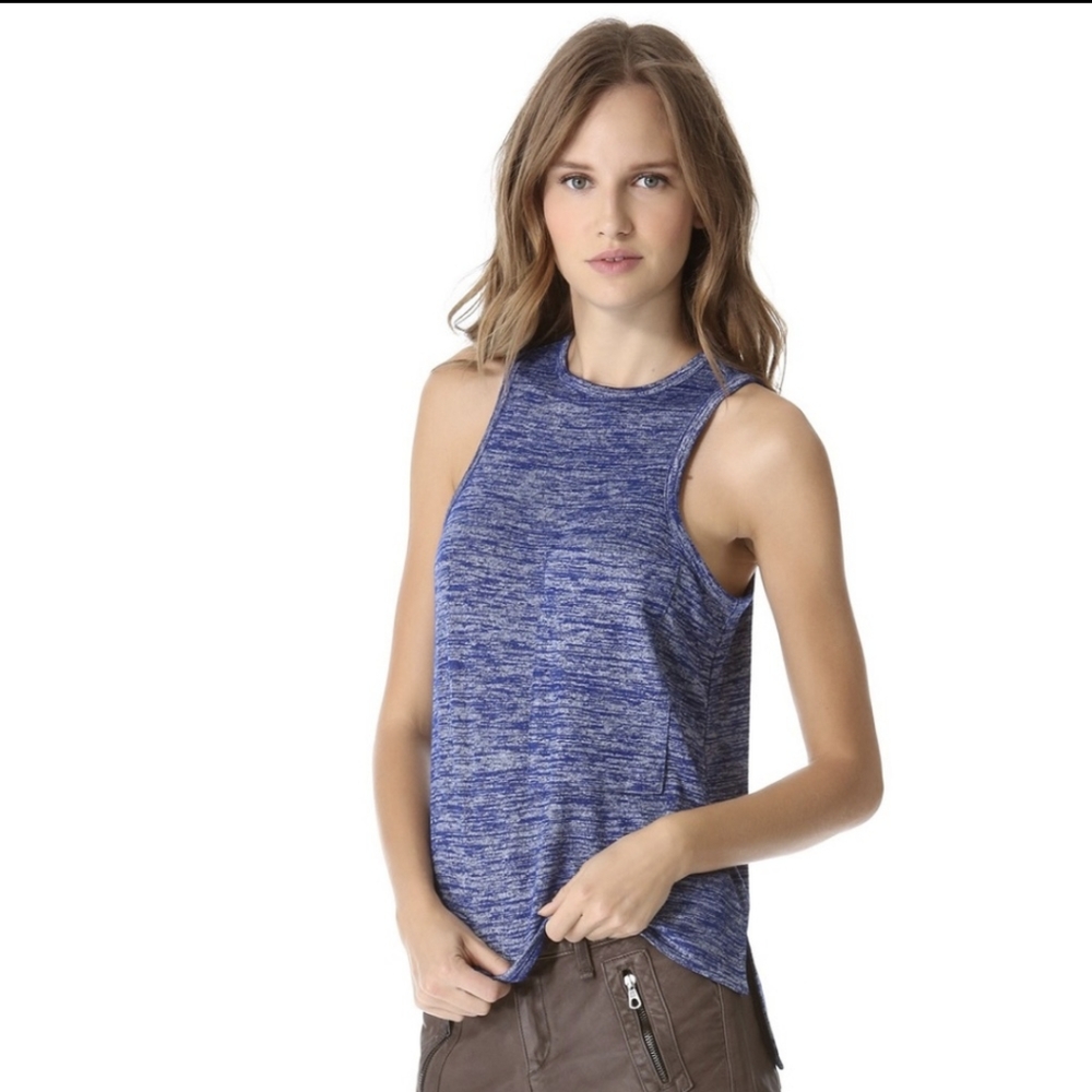 Rag & Bone Bowery Royal Blue Marl Pocket Tank